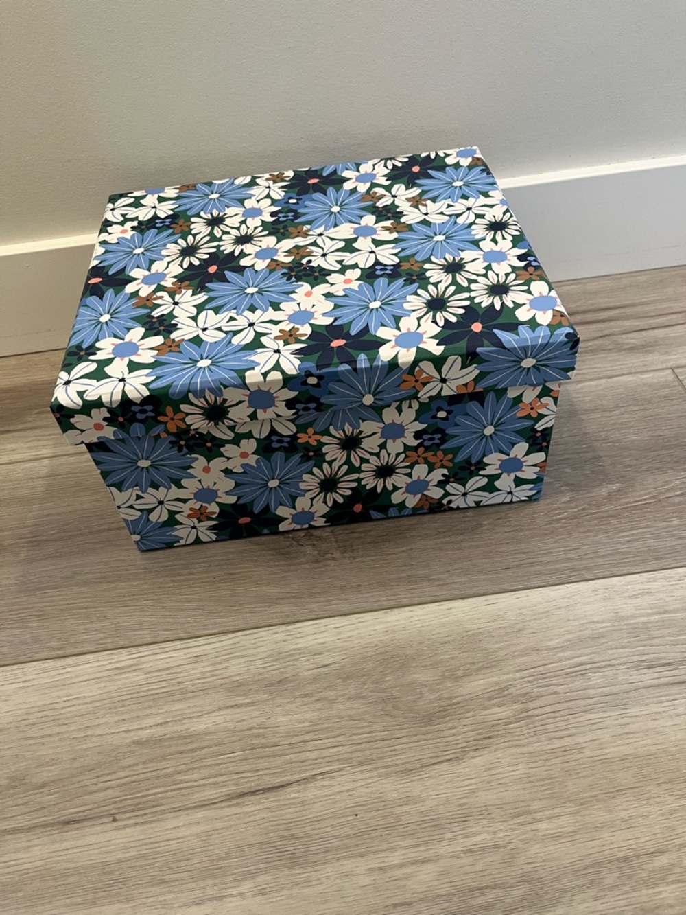 Floral Blue Daisy Print Decorative Storage Box - Home Party Supplies